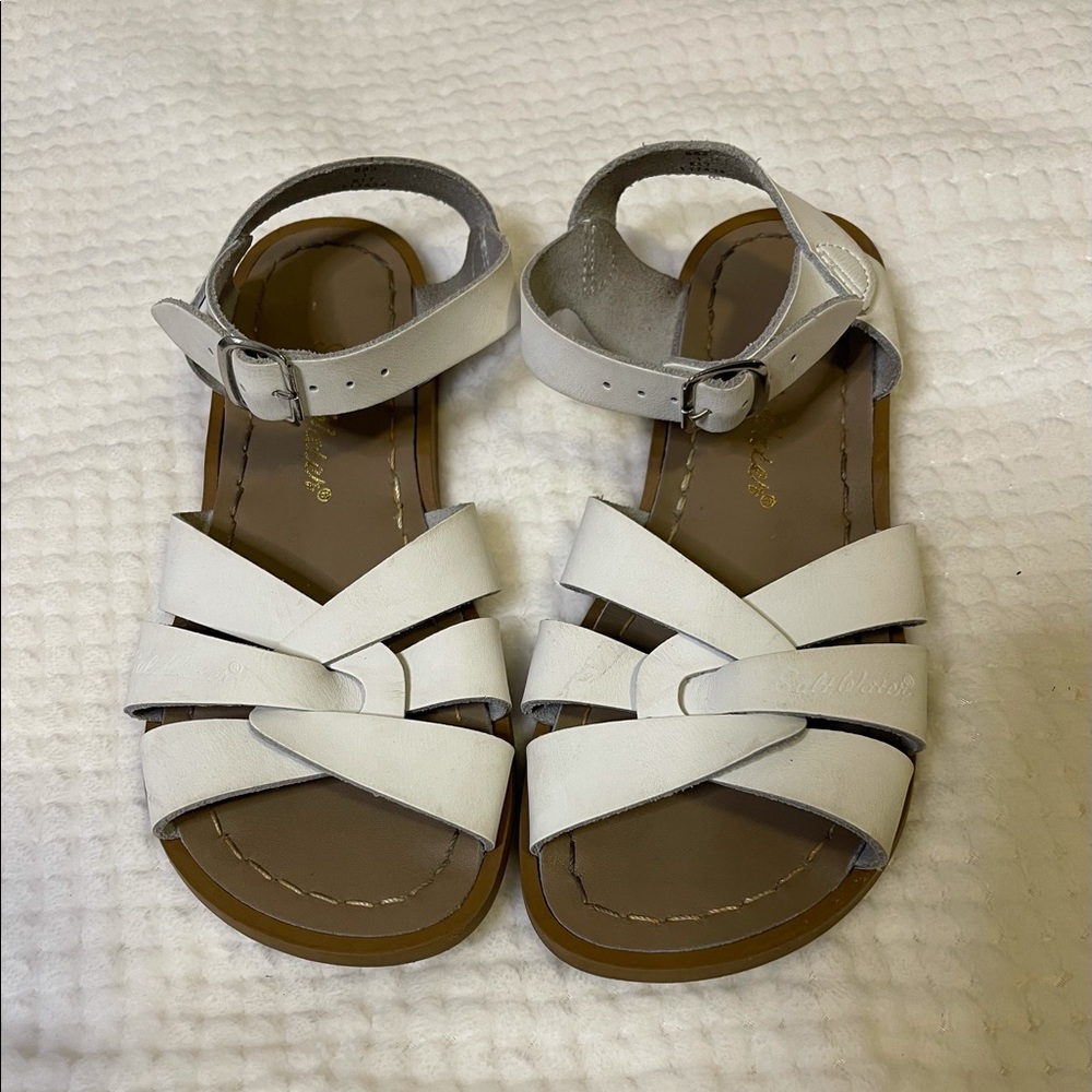 salt water size 1 white sandals vguc